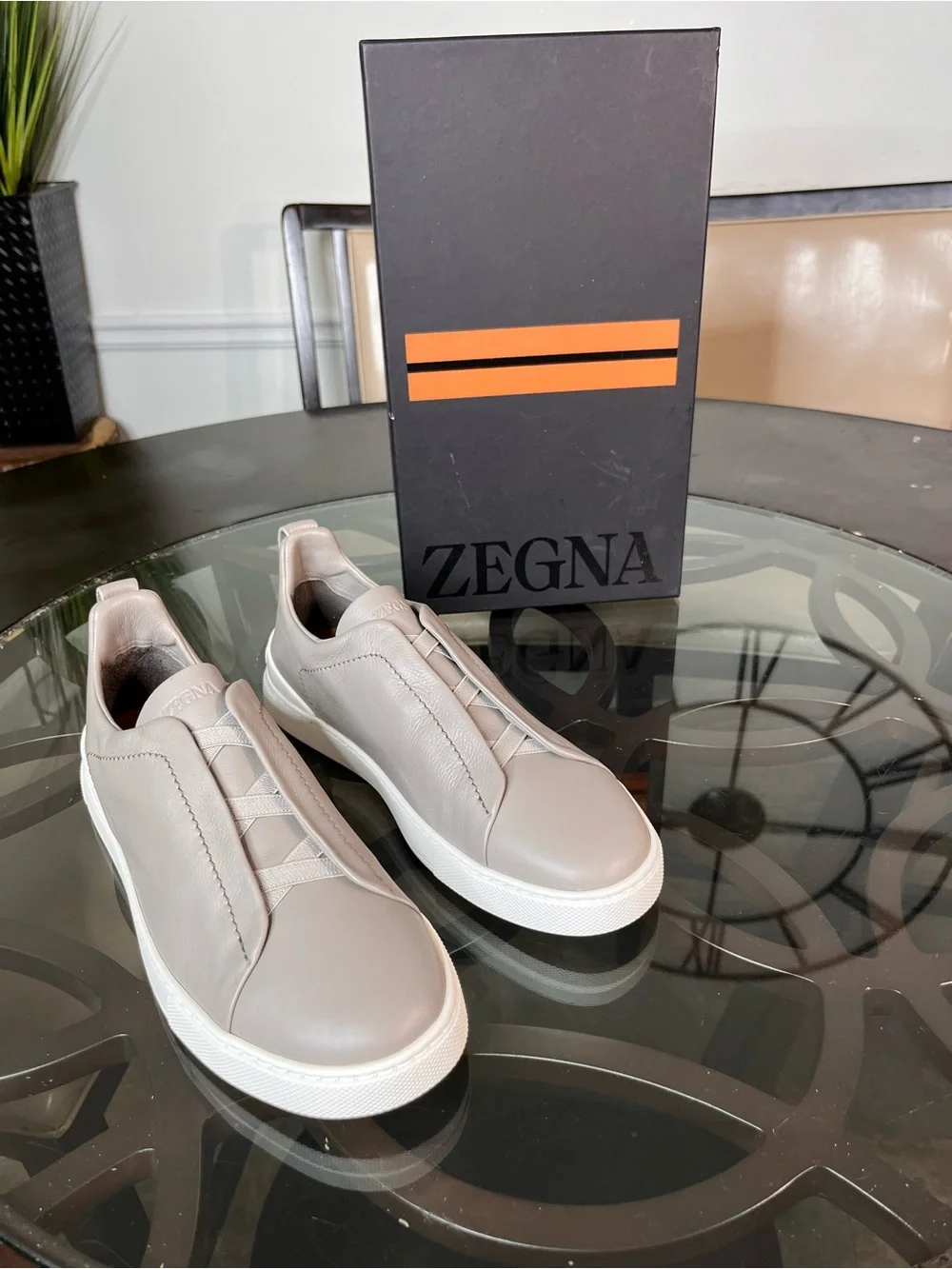 Triple Stitch Secondskin Zegna Sneaker Gray Mens 8.5 Brand New